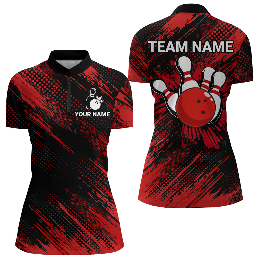 Red Bowling Jersey Men And Women Custom Bowling Shirts Unisex Polo Bowling Team Shirt CP17
