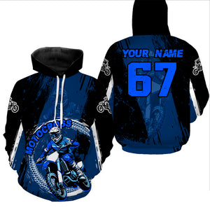 Adult&Kid Blue Custom Motocross Jersey Upf30+ Dirt Bike Jersey Mens Women Motocross Shirt| CTP53
