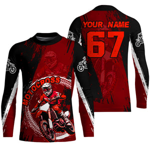 Adult&Kid Red Custom Motocross Jersey Upf30+ Dirt Bike Jersey Mens Women Motocross Shirt| CTP53