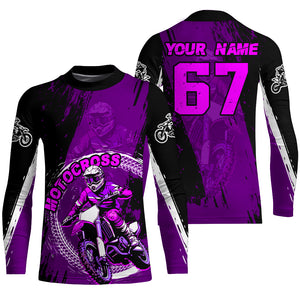 Adult&Kid Purple Custom Motocross Jersey Upf30+ Dirt Bike Jersey Mens Women Motocross Shirt| CTP53