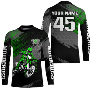 Adult&Kid Custom Green Dirt Bike Jersey Motocross Jersey Upf30+ Motocross Shirt| CTP93