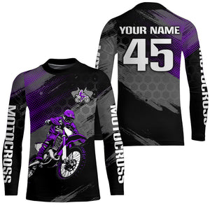 Adult&Kid Custom Purple Dirt Bike Jersey Motocross Jersey Upf30+ Motocross Shirt| CTP93