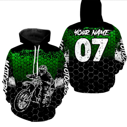 Green Motocross Jersey Upf30+ Custom Dirt Bike Jersey Mens Women Off-Road Jersey Adult&Kid| CTP04
