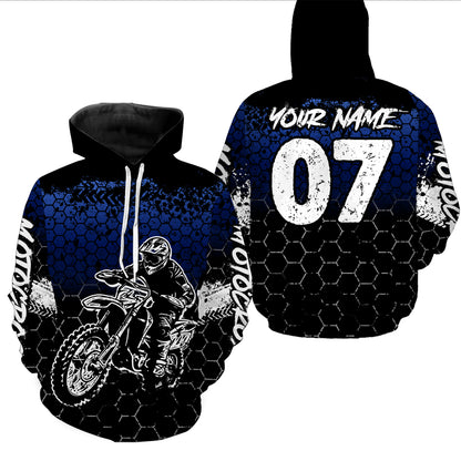 Blue Motocross Jersey Upf30+ Custom Dirt Bike Jersey Mens Women Off-Road Jersey Adult&Kid| CTP04