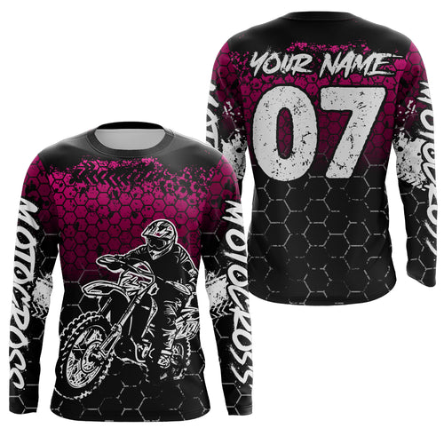 Pink Motocross Jersey Upf30+ Custom Dirt Bike Jersey Mens Women Off-Road Jersey Adult&Kid| CTP04