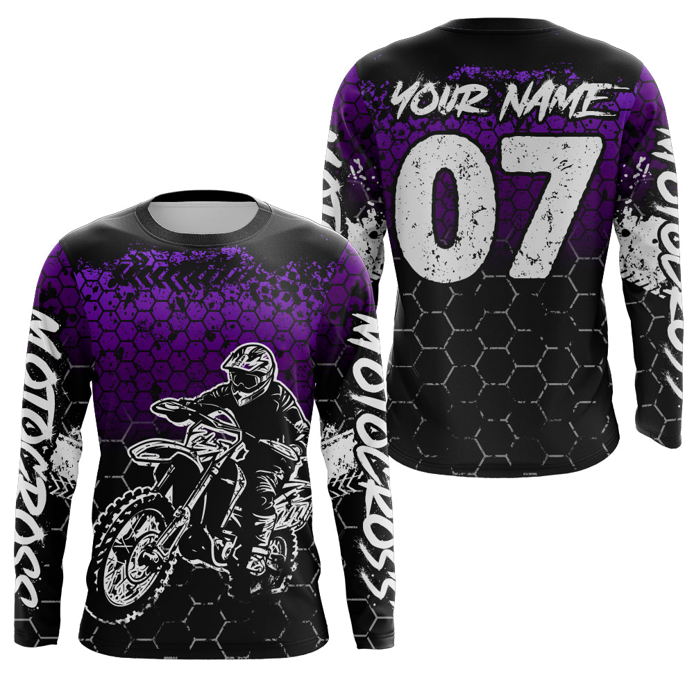 Purple Motocross Jersey Upf30+ Custom Dirt Bike Jersey Mens Women Off-Road Jersey Adult&Kid| CTP04