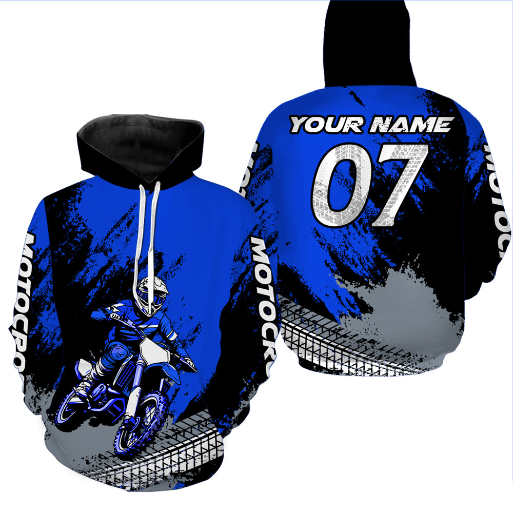Custom Dirt Bike Jersey Blue Motocross Jersey Upf30+ Mens Women Racing Shirt| CTP30