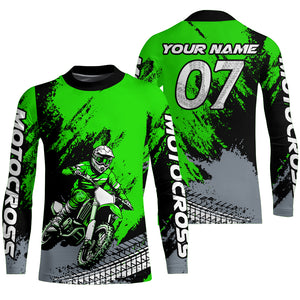 Custom Dirt Bike Jersey Green Motocross Jersey Upf30+ Mens Women Racing Shirt| CTP30