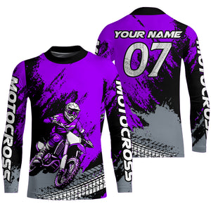 Custom Dirt Bike Jersey Purple Motocross Jersey Upf30+ Mens Women Racing Shirt| CTP30