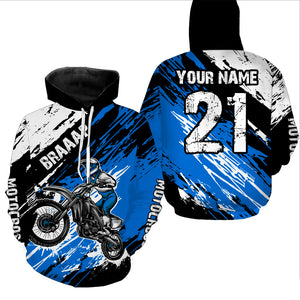 Adult&Kid blue custom dirt bike jersey Motocross jersey mens women braaap motocross shirt| CTP07