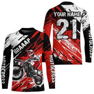 Adult&Kid red custom dirt bike jersey Motocross jersey mens women braaap motocross shirt| CTP07