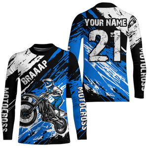 Adult&Kid blue custom dirt bike jersey Motocross jersey mens women braaap motocross shirt| CTP07
