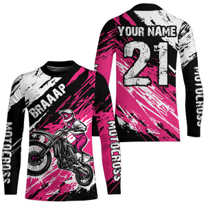 Adult&Kid pink custom dirt bike jersey Motocross jersey mens women braaap motocross shirt| CTP07