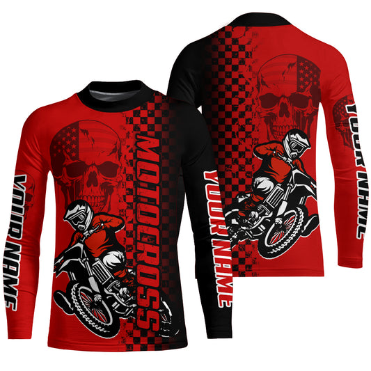 Adult&Kid Custom Motocross Jersey Skull UPF30+ MX Racing Biker Off-road Dirt Bike Racewear| CTP63