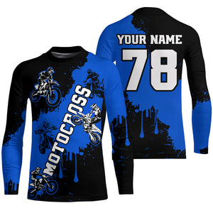 Blue custom dirt bike jersey adult&kid Motocross jersey upf30+ mens women Motocross Shirt| CTP03