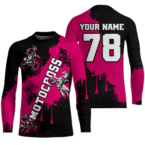 Pink custom dirt bike jersey adult&kid Motocross jersey upf30+ mens women Motocross Shirt| CTP03