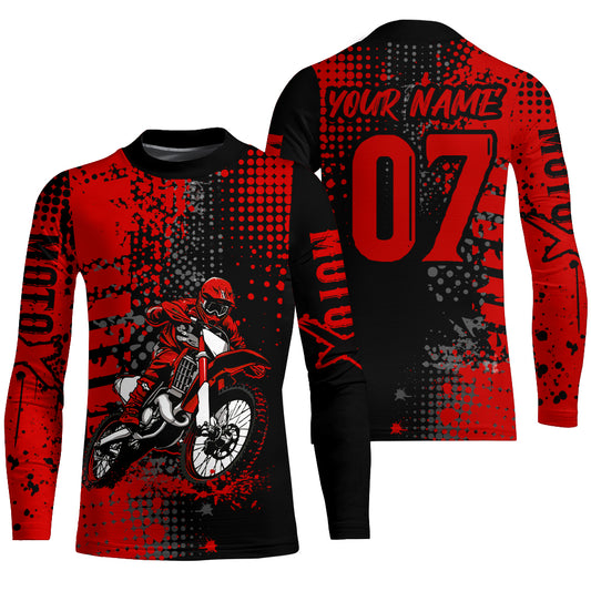 Adult&Kid Red Custom Dirt Bike Jersey Motocross Jersey Upf30+ Motocross Shirt| CTP73