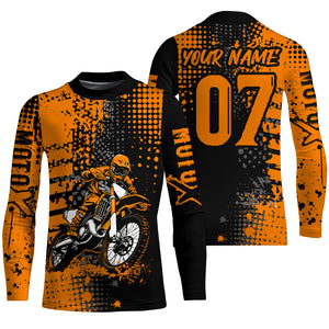 Adult&Kid Orange Custom Dirt Bike Jersey Motocross Jersey Upf30+ Motocross Shirt| CTP73