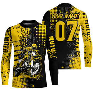 Adult&Kid Yellow Custom Dirt Bike Jersey Motocross Jersey Upf30+ Motocross Shirt| CTP73