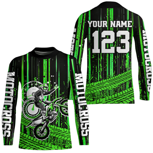 Green Motocross Jersey Upf30+ Custom Dirt Bike Jersey Mens Women Off-Road Jersey Adult&Kid| CTP60