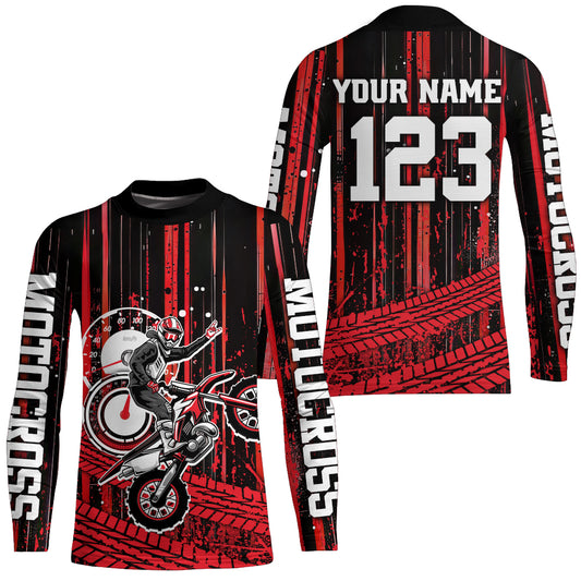 Red Motocross Jersey Upf30+ Custom Dirt Bike Jersey Mens Women Off-Road Jersey Adult&Kid| CTP60