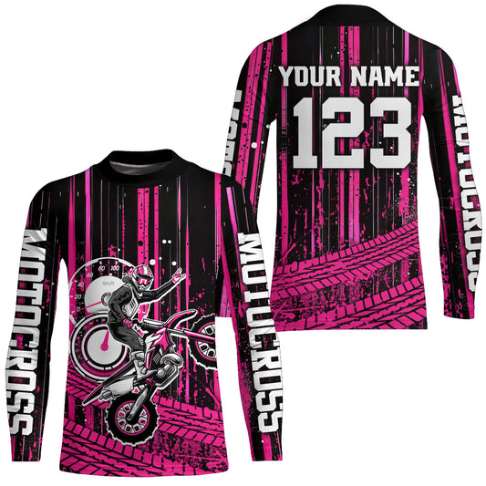 Pink Motocross Jersey Upf30+ Custom Dirt Bike Jersey Mens Women Off-Road Jersey Adult&Kid| CTP60