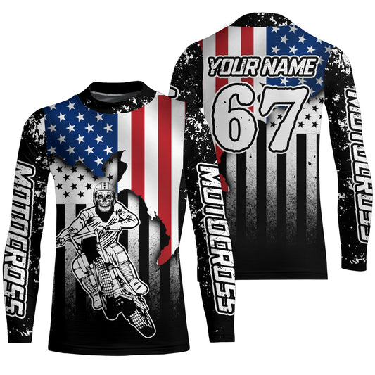 Adult&Kid Skull Custom Motocross Jersey Upf30+ Dirt Bike Jersey Mens Women Motocross Shirt| CTP52
