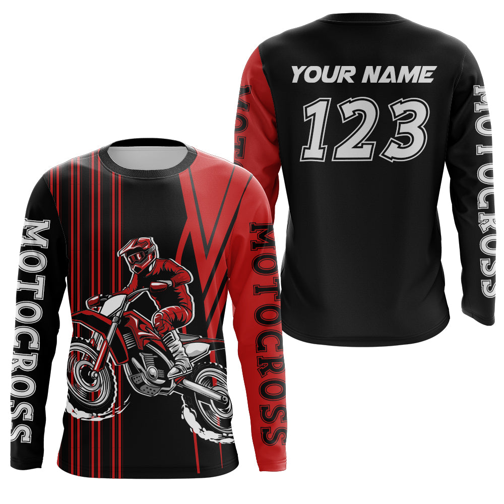 Adult&Kid Custom Red Motocross Jersey Upf30+ Mens Women Dirt Bike Shirt Off Road Jersey| CTP100