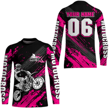 Load image into Gallery viewer, Pink Motocross Jersey Upf30+ Custom Dirt Bike Jersey Mens Women Off-Road Jersey Adult&amp;Kid| CTP48