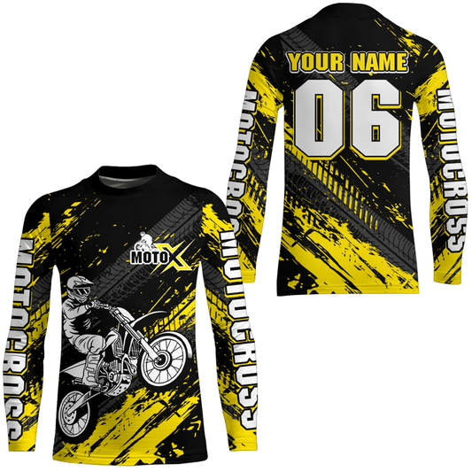 Yellow Motocross Jersey Upf30+ Custom Dirt Bike Jersey Mens Women Off-Road Jersey Adult&Kid| CTP48
