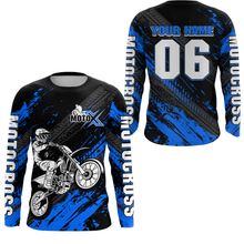 Load image into Gallery viewer, Blue Motocross Jersey Upf30+ Custom Dirt Bike Jersey Mens Women Off-Road Jersey Adult&amp;Kid| CTP48