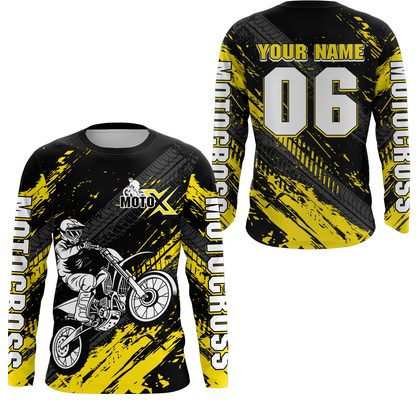 Yellow Motocross Jersey Upf30+ Custom Dirt Bike Jersey Mens Women Off-Road Jersey Adult&Kid| CTP48