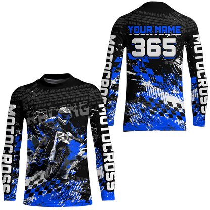 Blue Dirt Bike Jersey Motocross Jersey Upf30+ Custom Mens Women Off-Road Jersey| CTP44