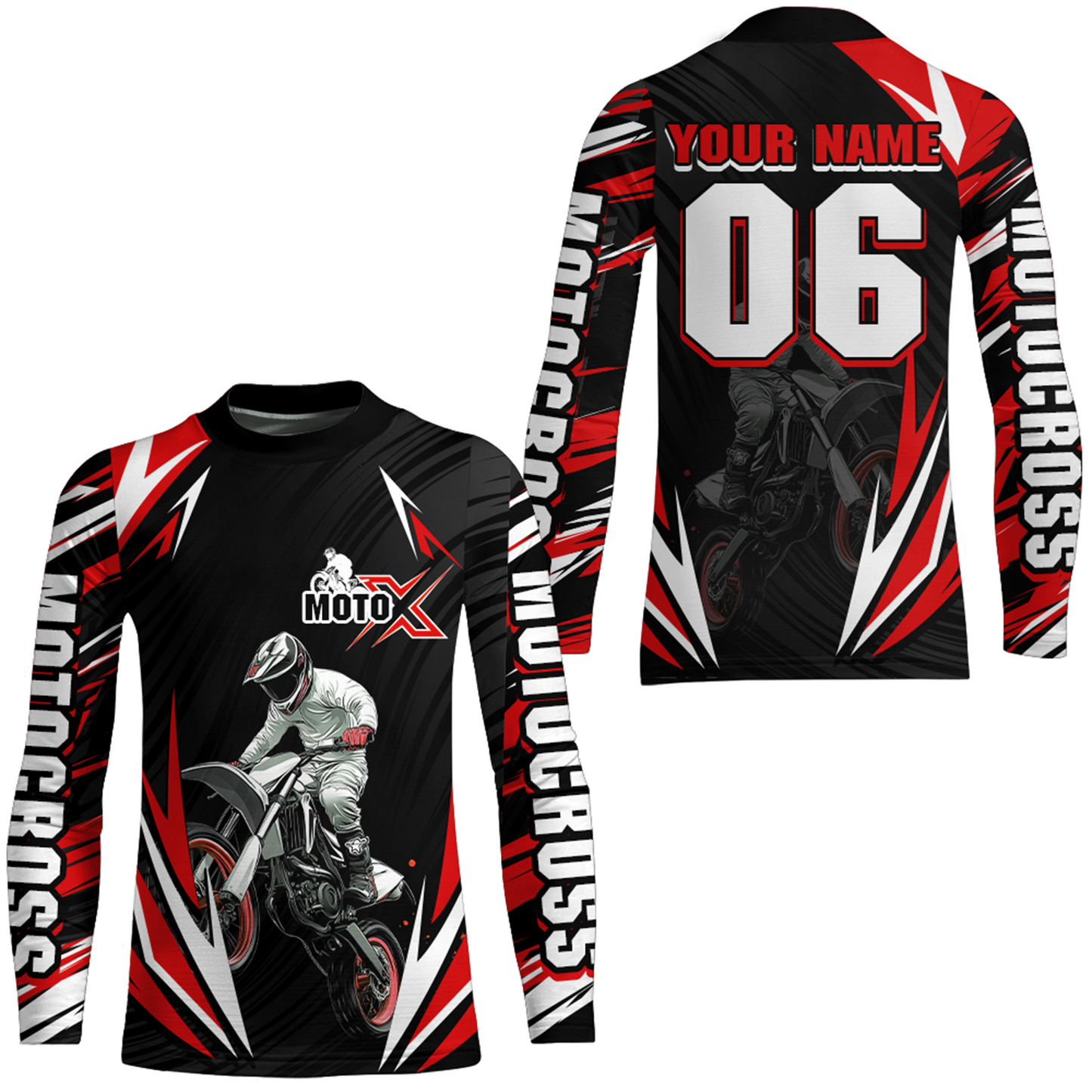 Adult&Kid Custom Red Motocross Jersey for Men Women Upf30+ Extreme Dirt Bike Shirt| CTP76
