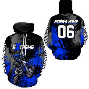 Adult&Kid blue custom dirt bike jersey motocross jersey mens women extreme motocross shirt| CTP08