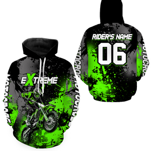 Adult&Kid green custom dirt bike jersey motocross jersey mens women extreme motocross shirt| CTP08