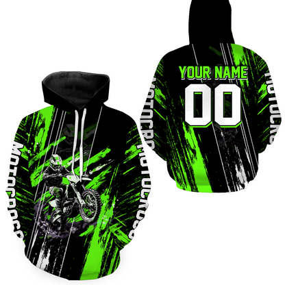 Adult&Kid Green Dirt Bike Jersey Motocross Jersey Upf30+ Custom Mens Women Off-Road Jersey| CTP05