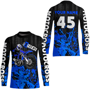 Adult&Kid blue custom Motocross jersey upf30+ dirt bike jersey mens women Motocross Shirt| CTP01