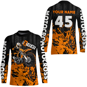 Adult&Kid orange custom Motocross jersey upf30+ dirt bike jersey mens women Motocross Shirt| CTP01