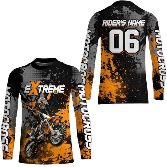 Adult&Kid orange custom dirt bike jersey motocross jersey mens women extreme motocross shirt| CTP08