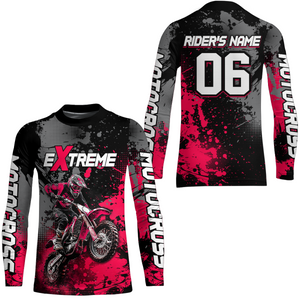 Adult&Kid pink custom dirt bike jersey motocross jersey mens women extreme motocross shirt| CTP08