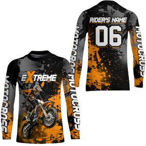 Adult&Kid orange custom dirt bike jersey motocross jersey mens women extreme motocross shirt| CTP08
