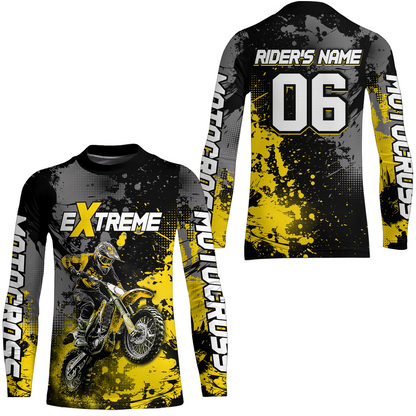 Adult&Kid yellow custom dirt bike jersey motocross jersey mens women extreme motocross shirt| CTP08