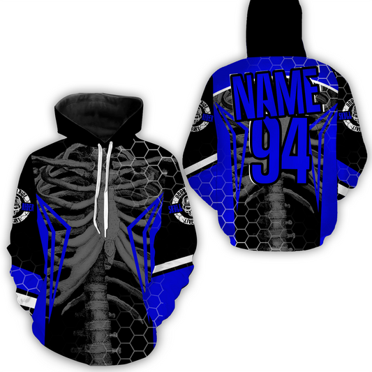 Custom Dirt Bike Hoodie Blue Cool Bone Motocross Hooded Youth Motorcycle Hoodie| CTP42