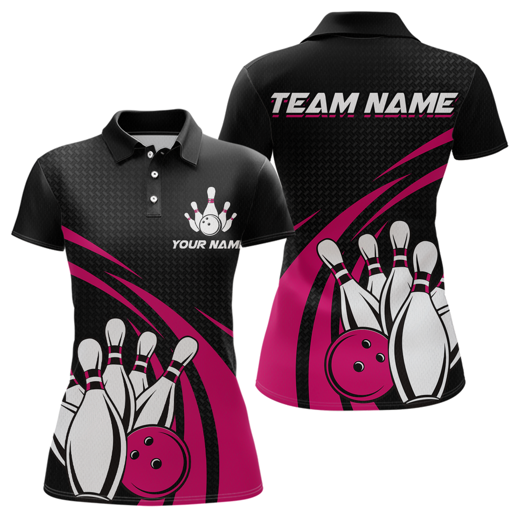 Pink Bowling Jersey Women Custom Bowling Team Shirts Unisex Bowling Women Short Sleeve Polo Shirt CP29