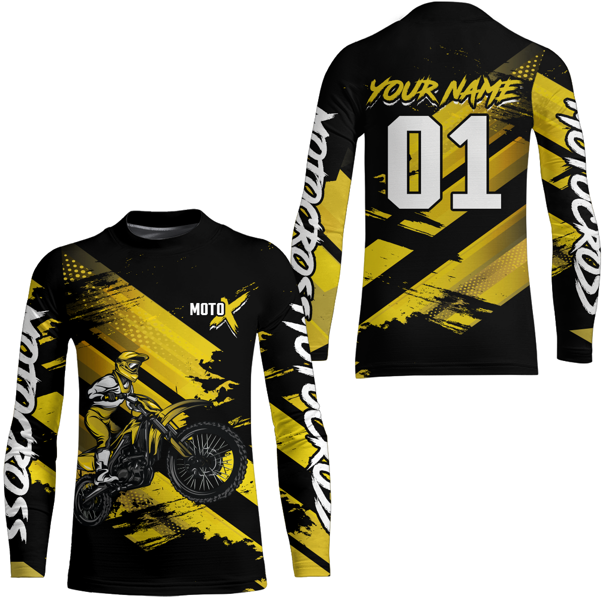 Adult&Kid Yellow Custom Dirt Bike Jersey Motocross Jersey Upf30+ Motocross Shirt| CTP79