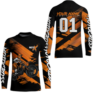 Adult&Kid Orange Custom Dirt Bike Jersey Motocross Jersey Upf30+ Motocross Shirt| CTP79