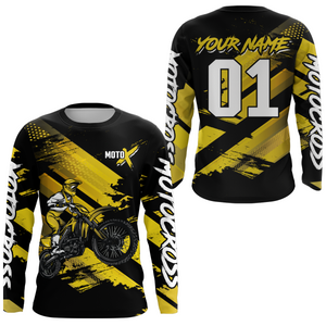 Adult&Kid Yellow Custom Dirt Bike Jersey Motocross Jersey Upf30+ Motocross Shirt| CTP79