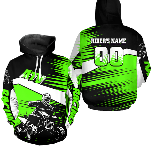 Custom Green ATV Motocross Hoodie Jersey Kids Youth Quad Racing Hoodie Shirt For Men Women NHN001