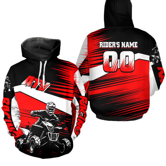 Red ATV Motocross Hoodie Jersey Kids Youth Quad Racing Hoodie Custom Shirt For Men Women NHN001